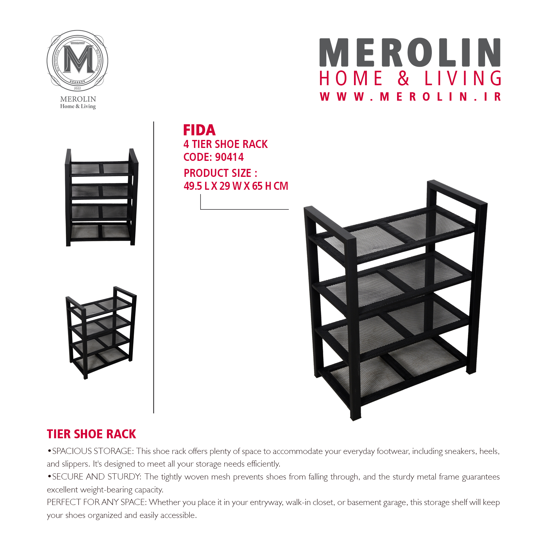 Fida Four Tier Shoe Rack Image 2